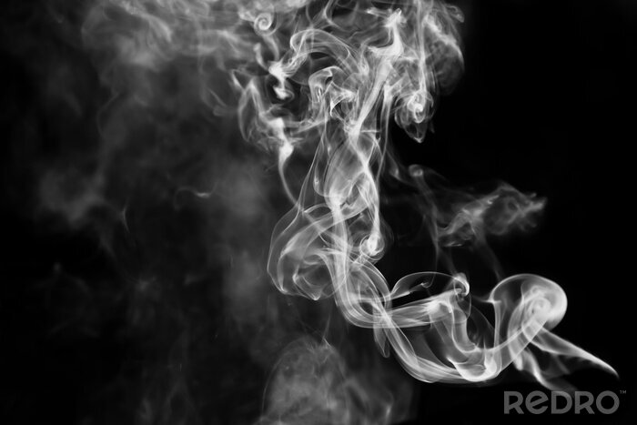 Fototapete Weißer Rauch vor schwarzem Hintergrund