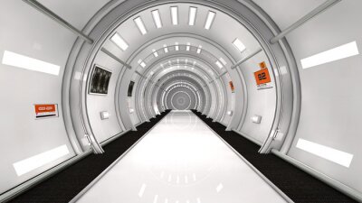 Fototapete Weißer Tunnel im Sci-Fi-Stil