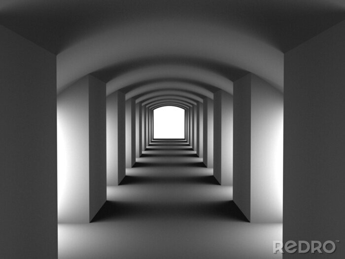 Fototapete Weißer Tunnel mit Bögen