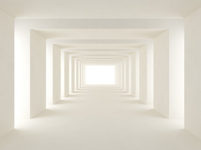 Fototapete Weißer Tunnel mit Lichtstrahlen