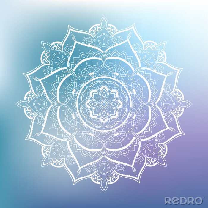 Fototapete weißes Mandala auf pastellfarbenem Hintergrund
