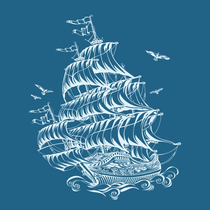 Fototapete Weißes Schiff unter vollen Segeln