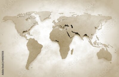 Fototapete Welt Karte Jahrgang