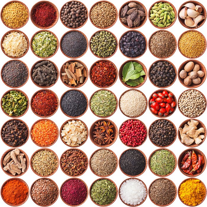 Fototapete Weltgewürze in Behältern