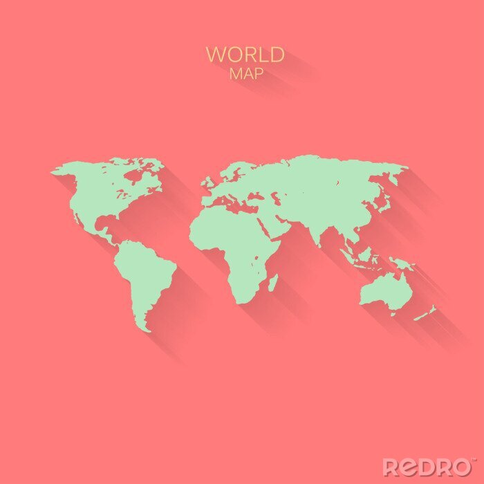 Fototapete Weltkarte auf dem roten Hintergrund
