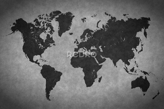 Fototapete Weltkarte auf grauem Betonhintergrund