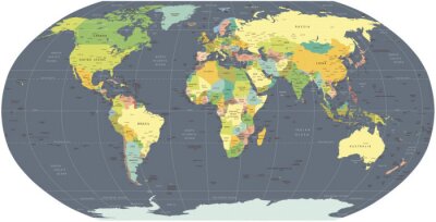 Fototapete Weltkarte auf grauer Kugel