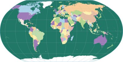 Fototapete Weltkarte auf grüner Erdkugel