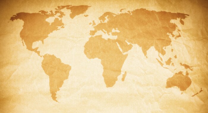Fototapete Weltkarte auf Textur-Papier