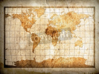 Fototapete Weltkarte auf veraltetem Blatt