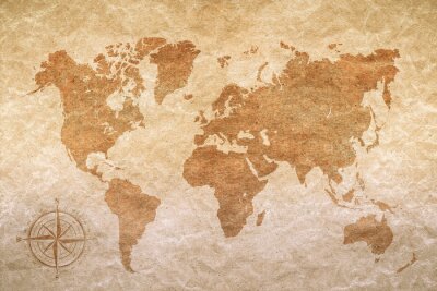 Fototapete Weltkarte auf Vintage-Papier