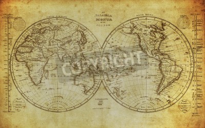 Fototapete Weltkarte aus altem Atlas