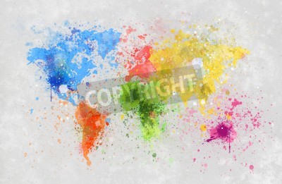 Fototapete Weltkarte aus bunten Flecken