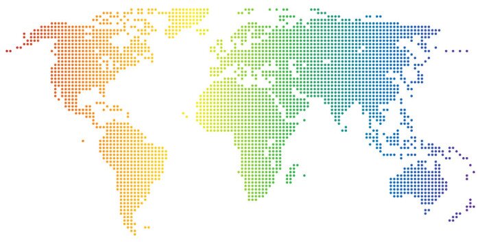 Fototapete Weltkarte aus bunten Punkten