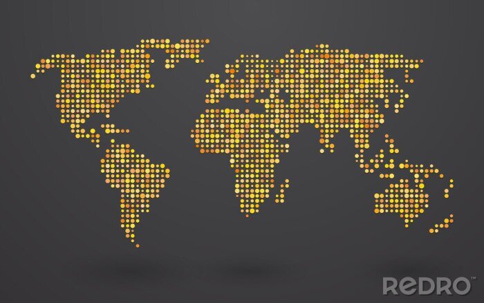 Fototapete Weltkarte aus gelben Punkten