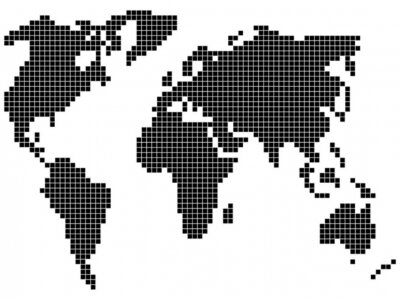 Fototapete Weltkarte aus Pixeln