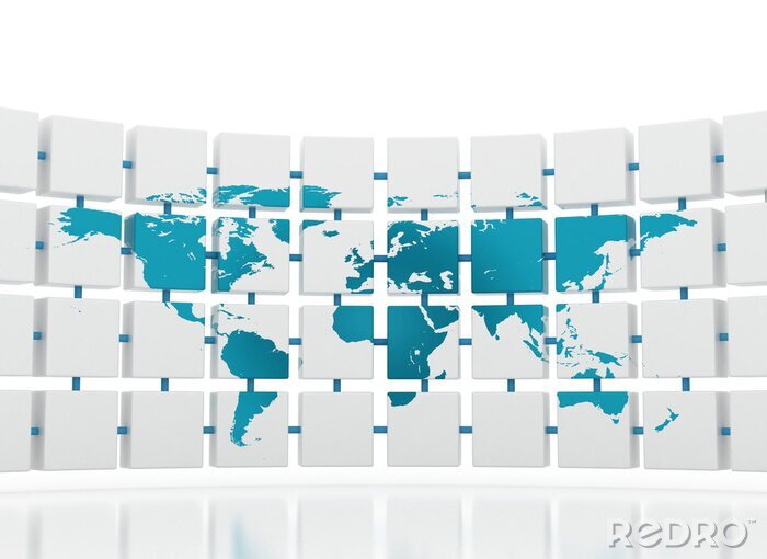 Fototapete Weltkarte aus Quadraten