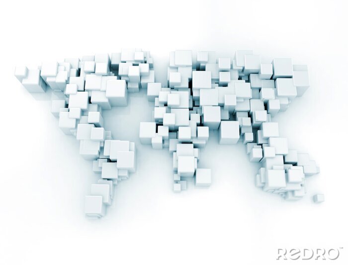 Fototapete Weltkarte aus Sechsecken