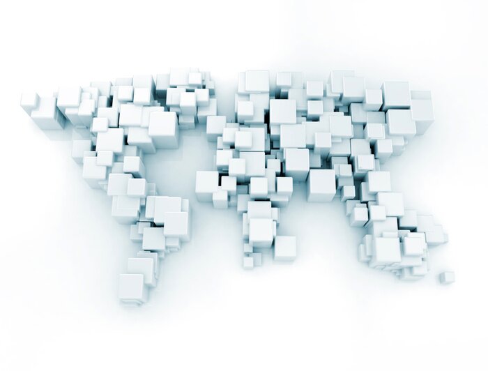 Fototapete Weltkarte aus Sechsecken