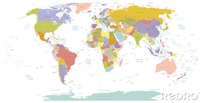 Fototapete Weltkarte detailliert