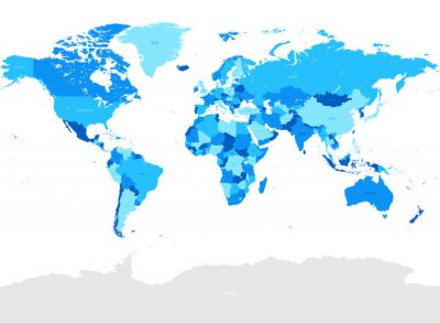 Weltkarte in Blautönen