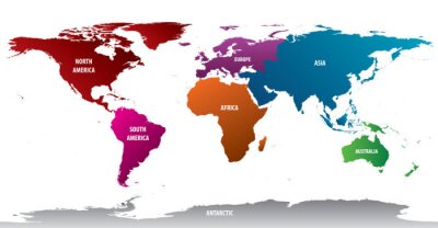 Weltkarte in deutlichen Farben
