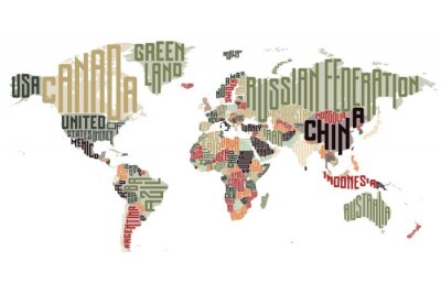 Weltkarte in Erdfarben