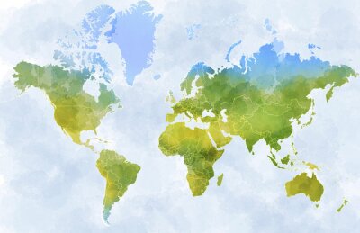 Weltkarte in grünen Farbtönen