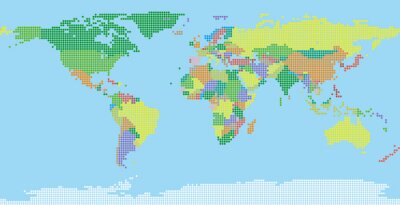 Fototapete Weltkarte in grünen Farbtönen