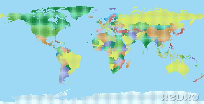 Fototapete Weltkarte in grünen Farbtönen