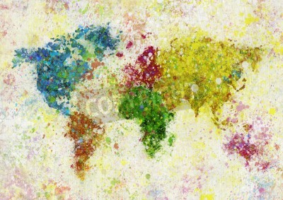 Fototapete Weltkarte in malerischem Stil