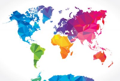 Fototapete Weltkarte in Regenbogenfarben