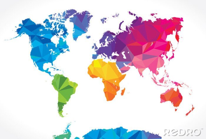 Fototapete Weltkarte in Regenbogenfarben