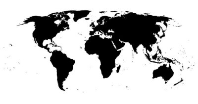 Fototapete Weltkarte in Schwarz und Weiß