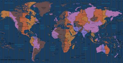 Weltkarte in violetten Farbtönen