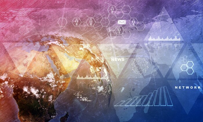 Fototapete Weltkarte in violetten Farbtönen