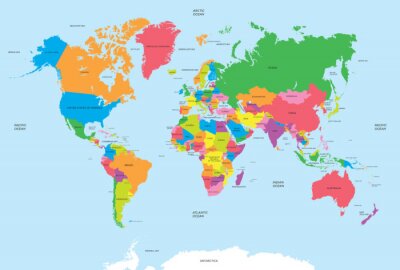 Fototapete Weltkarte mit Canada orange