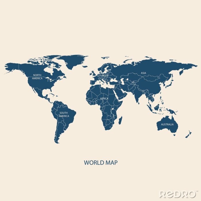 Fototapete Weltkarte mit Grenzen