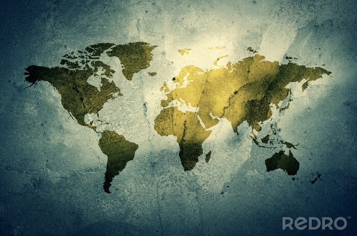 Fototapete Weltkarte mit Lichtfleck