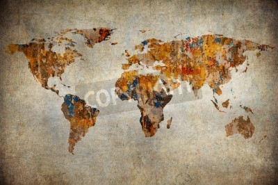 Fototapete Weltkarte mit Oberflächenattribut
