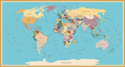 Fototapete Weltkarte mit Rahmen