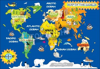 Fototapete Weltkarte mit Schiffen