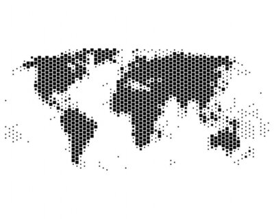 Fototapete Weltkarte mit schwarzen Quadraten
