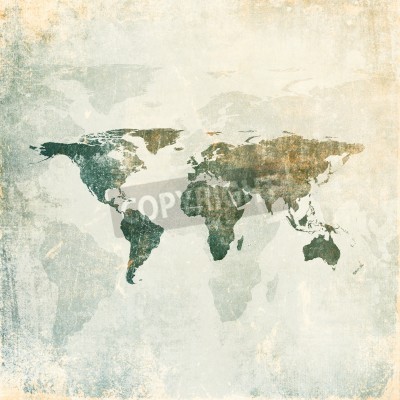 Fototapete Weltkarte mit veraltetem Hintergrund