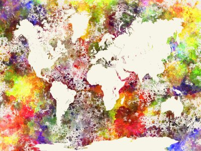 Fototapete Weltkarte vor abstraktem Hintergrund