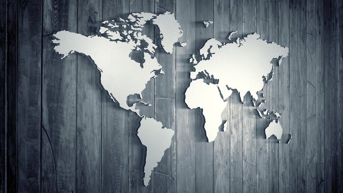 Fototapete Weltkarte vor Bretten