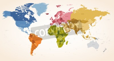 Fototapete Weltkarte vor dem beige Hintergrund