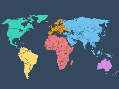 Fototapete Weltkarte vor dunkelblauem Hintergrund