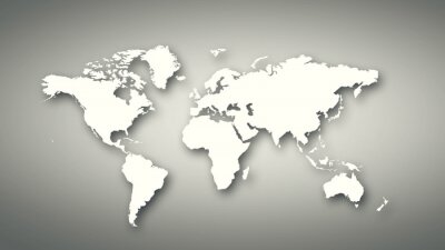 Fototapete Weltkarte vor grauem Hintergrund