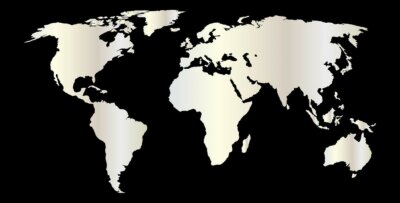 Fototapete Weltkarte vor schwarzem Hintergrund